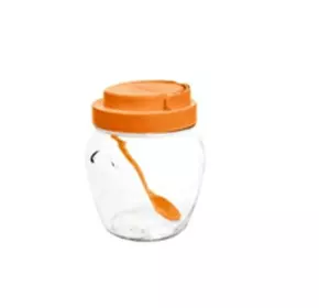 Банка бідончик580мл з кришкою ручкою і ложкою    1582 Банка бідончик580мл з кришкою ручкою і ложкою    1582